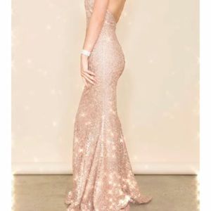 Champagne glitter floor-length gown